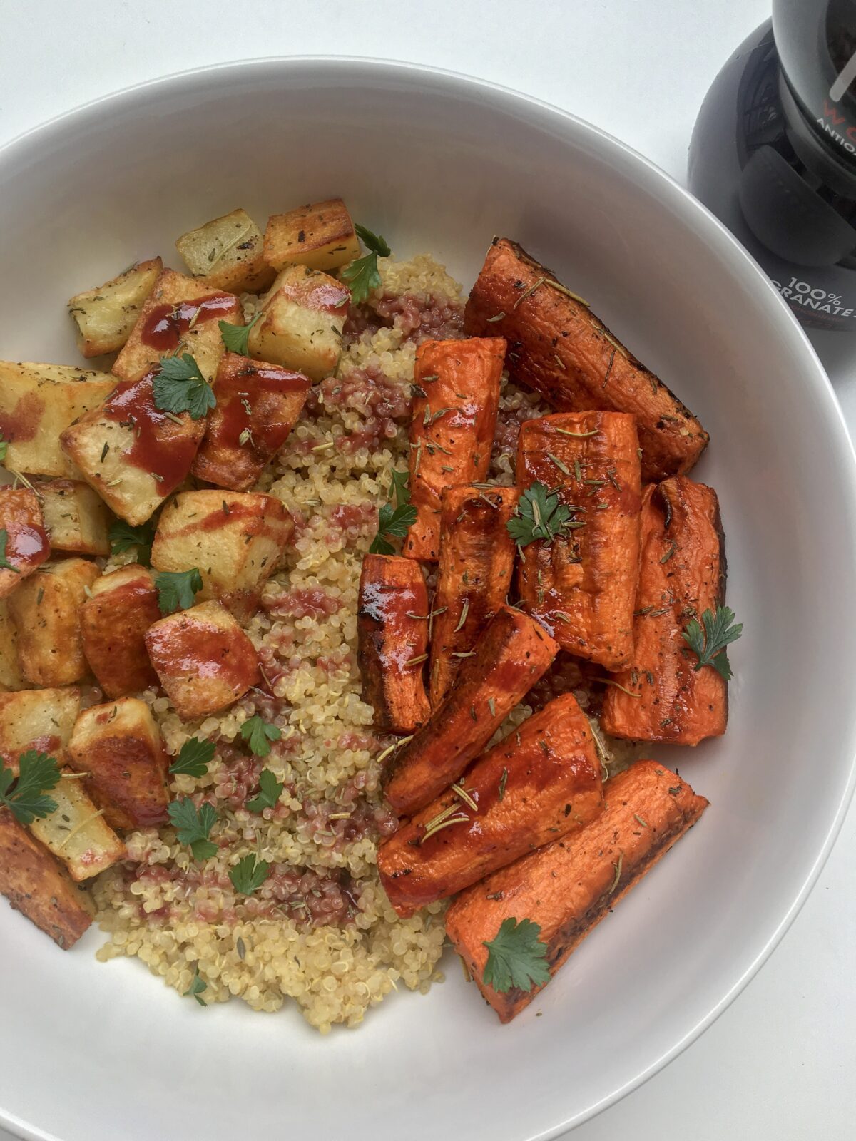 POM Roasted Vegetable Quinoa Bowl with Pomegranate Drizzle.JPG