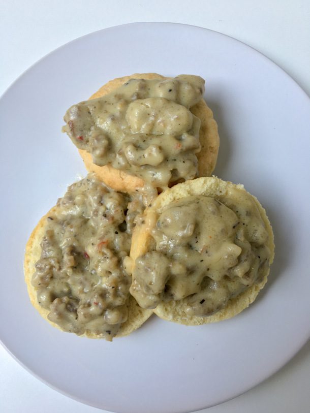 dairy free egg free biscuits and sausage gravy