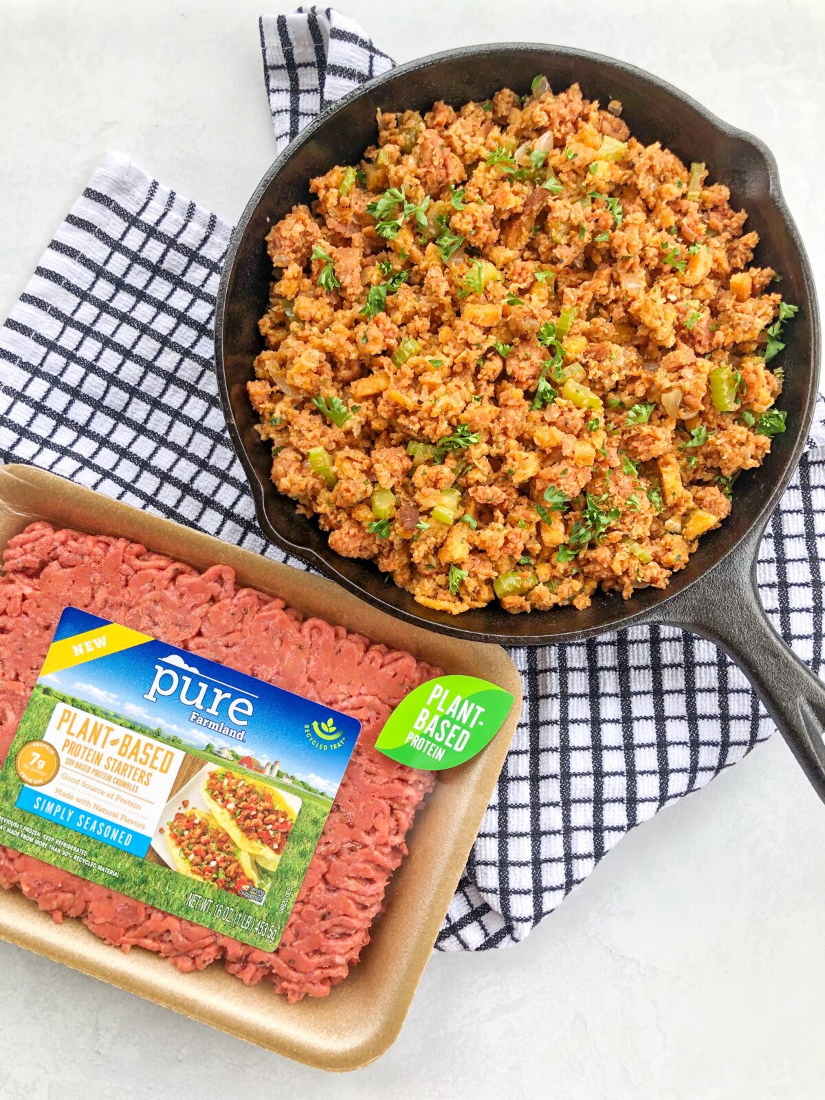 Vegan Sausage Stuffing with pure Farmland Plant Based Protein Starters Recipe
