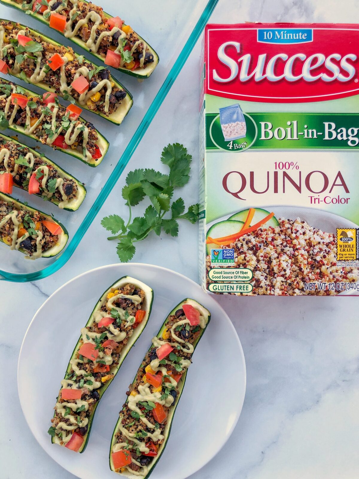Vegan Quinoa Taco Zucchini Boats with Success Rice