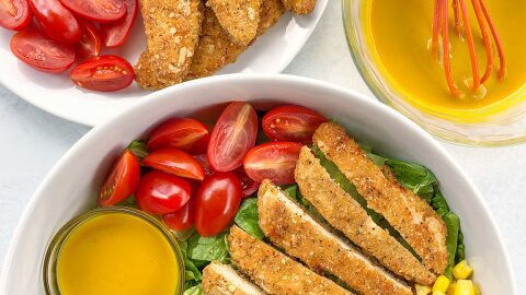 Vegan Chicken Tender Salad with Honey Mustard Dressing