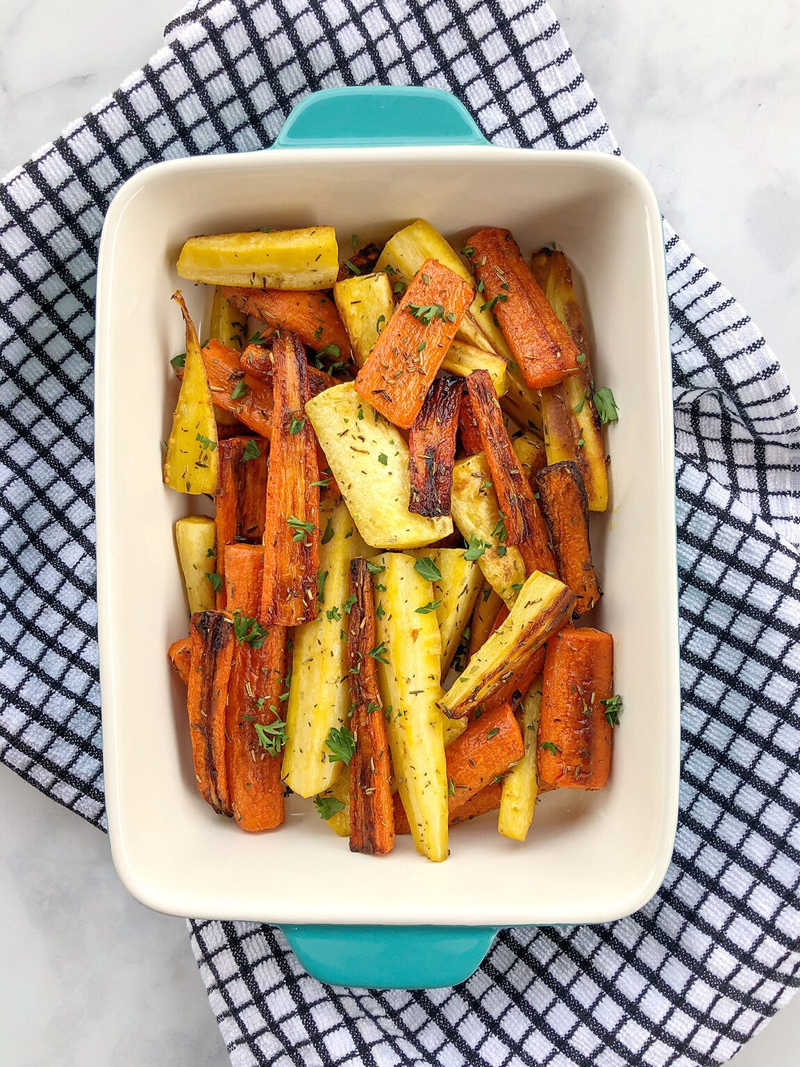 Roasted Root Vegetables in Baking Dish