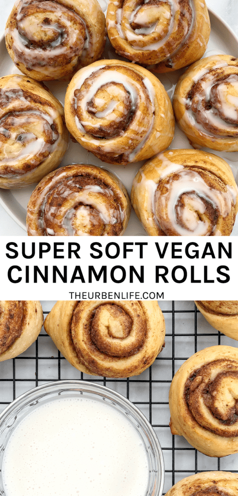 Super soft vegan cinnamon rolls with icing