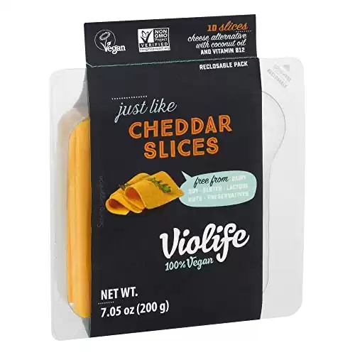 Violife, Cheese Just Like Cheddar Slices Vegan Non-GMO, 10 Count, 7.05 Ounce (Pack of 1)