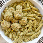 eggless dairy free pesto chicken meatballs