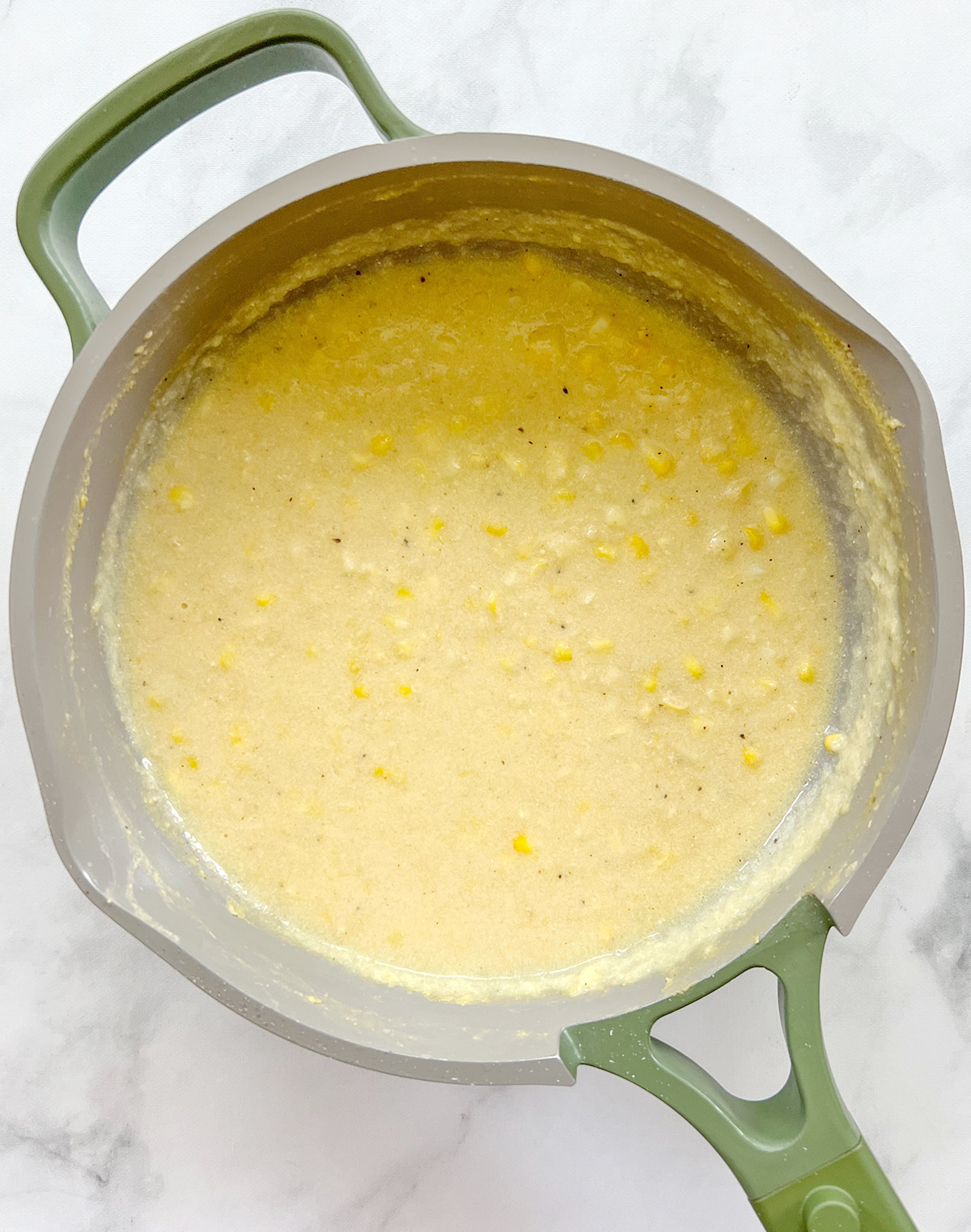 homemade vegan creamed corn in pan