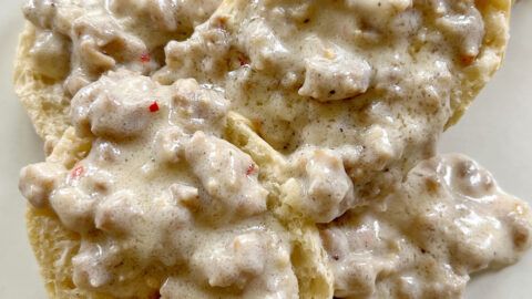 dairy free homemade biscuits and sausage gravy.