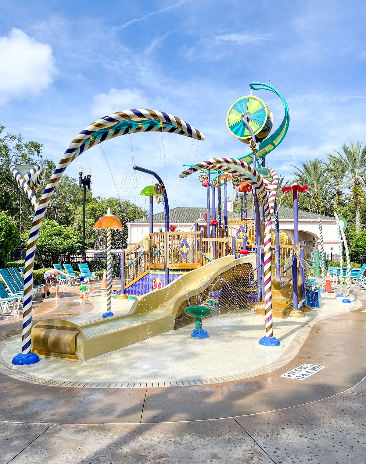 Port Orleans French Quarter Splash Pad Doubloon Lagoon Water Play Area.