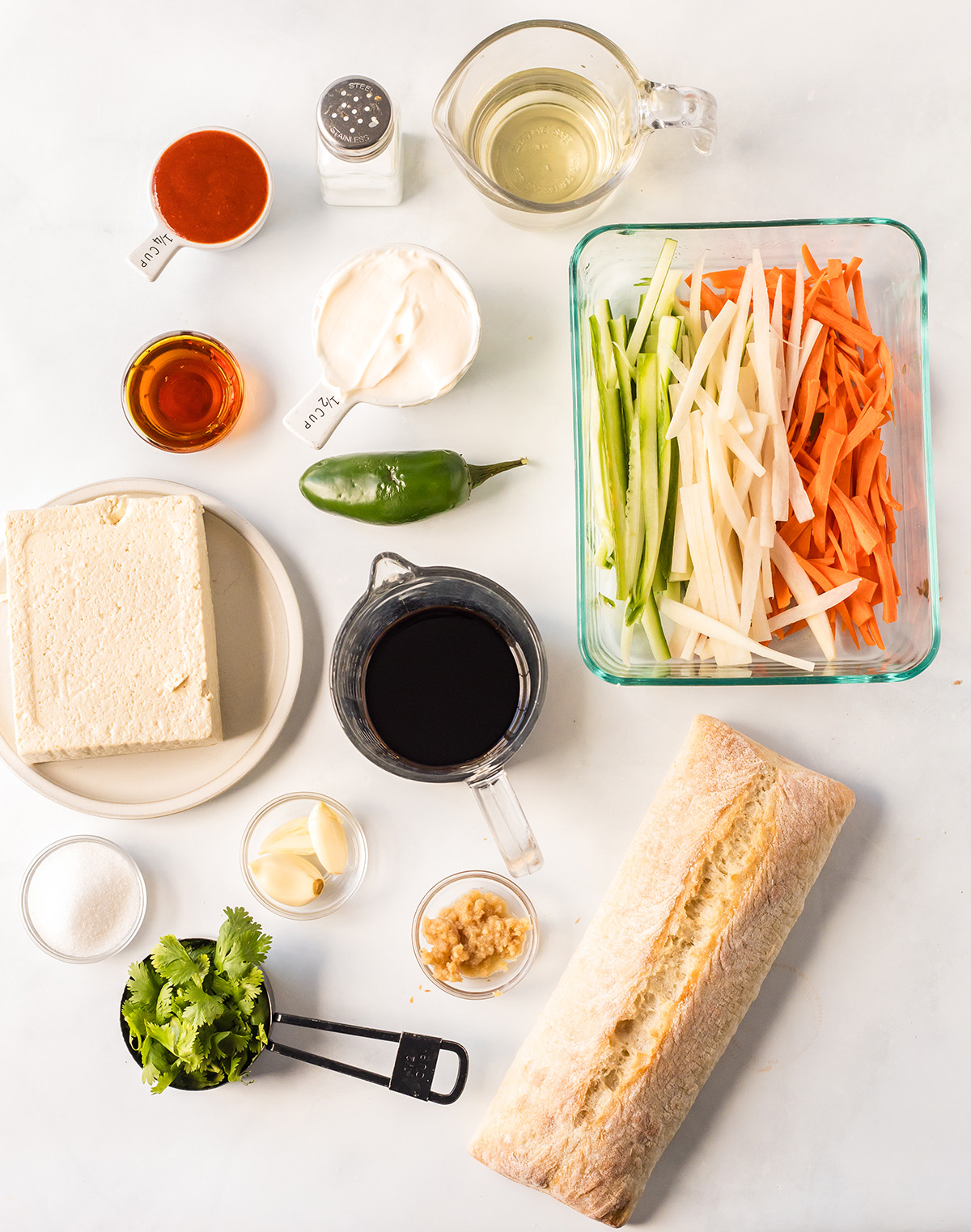 vegan tofu banh mi ingredients