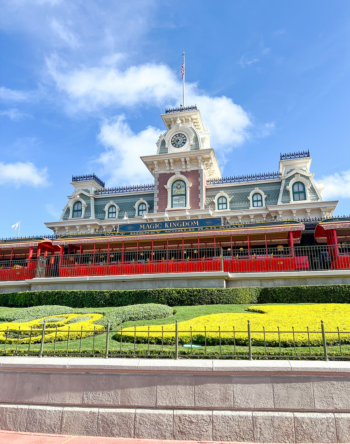 walt disney world magic kingdom with train.