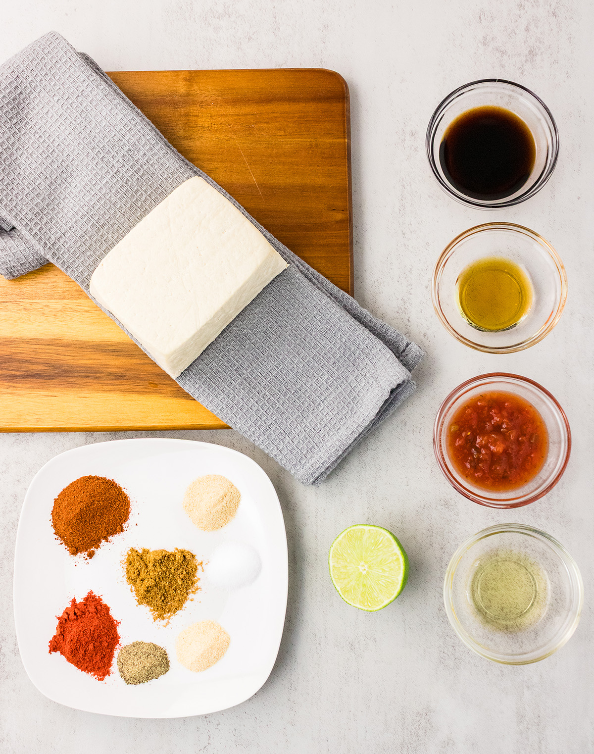 tofu taco meat ingredients including homemade seasoning