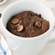 dairy free chocolate mug cake in white mug