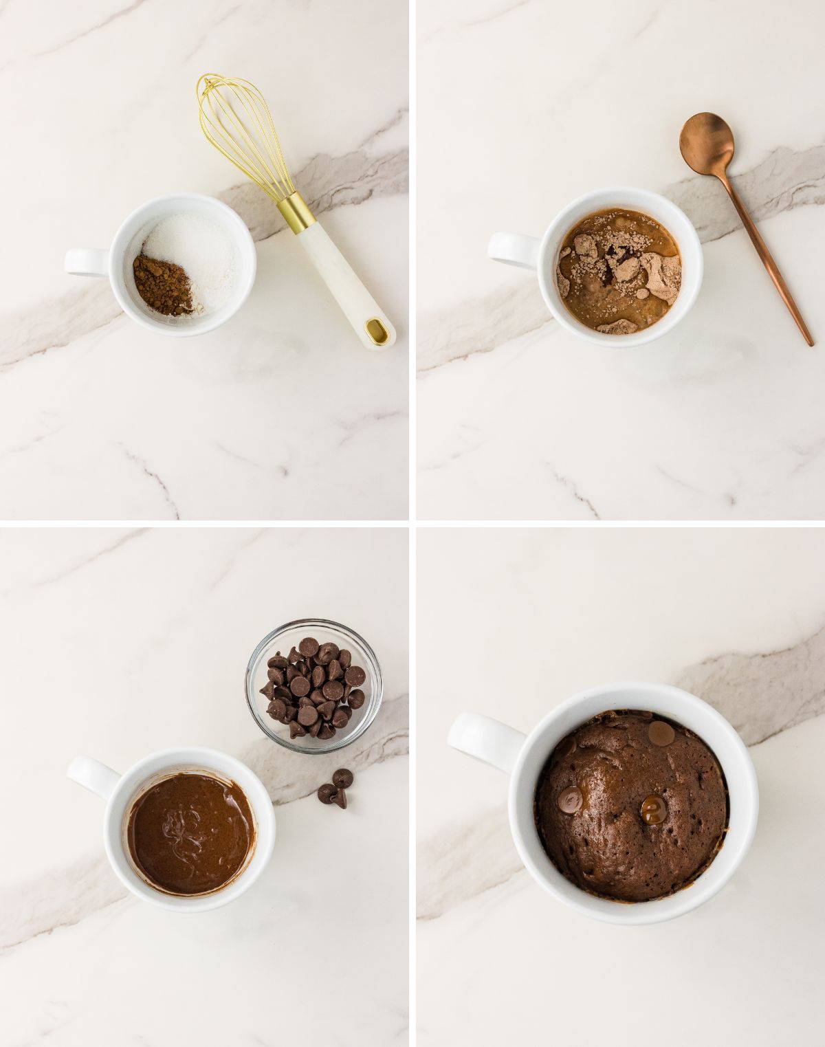 step by step making vegan chocolate mug cake