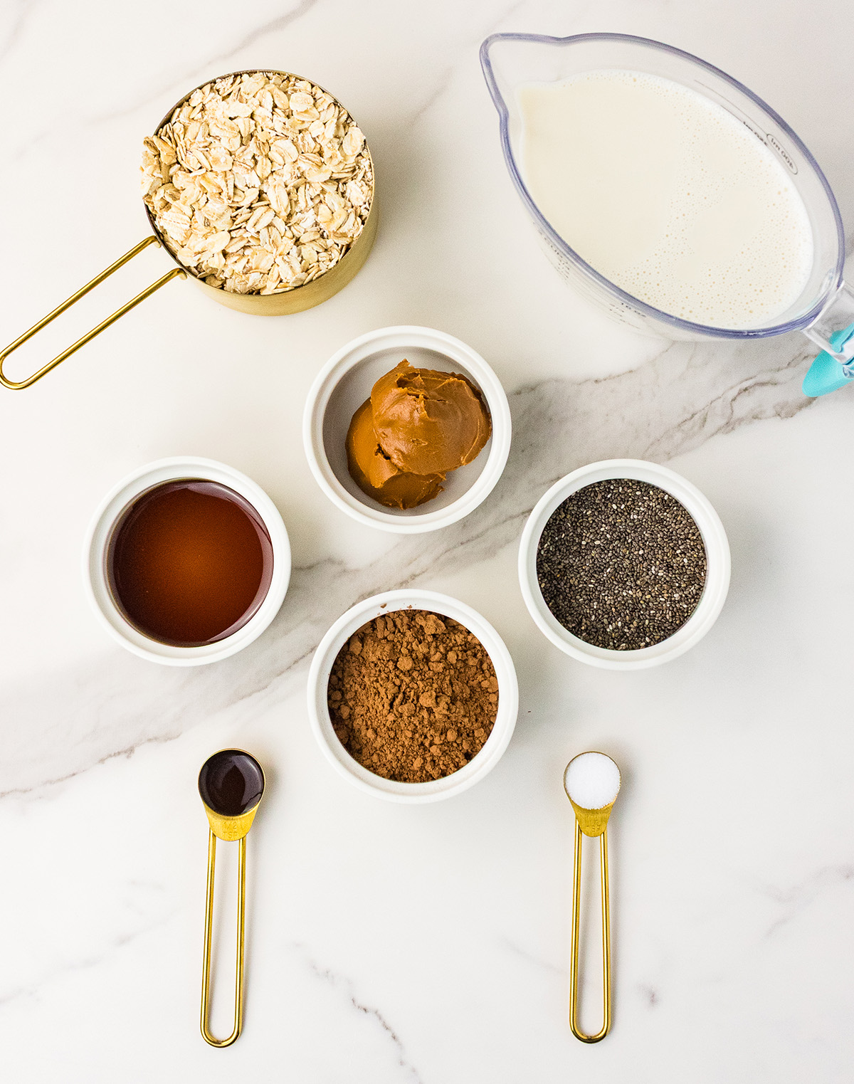 overnight oats with peanut butter and cocoa powder