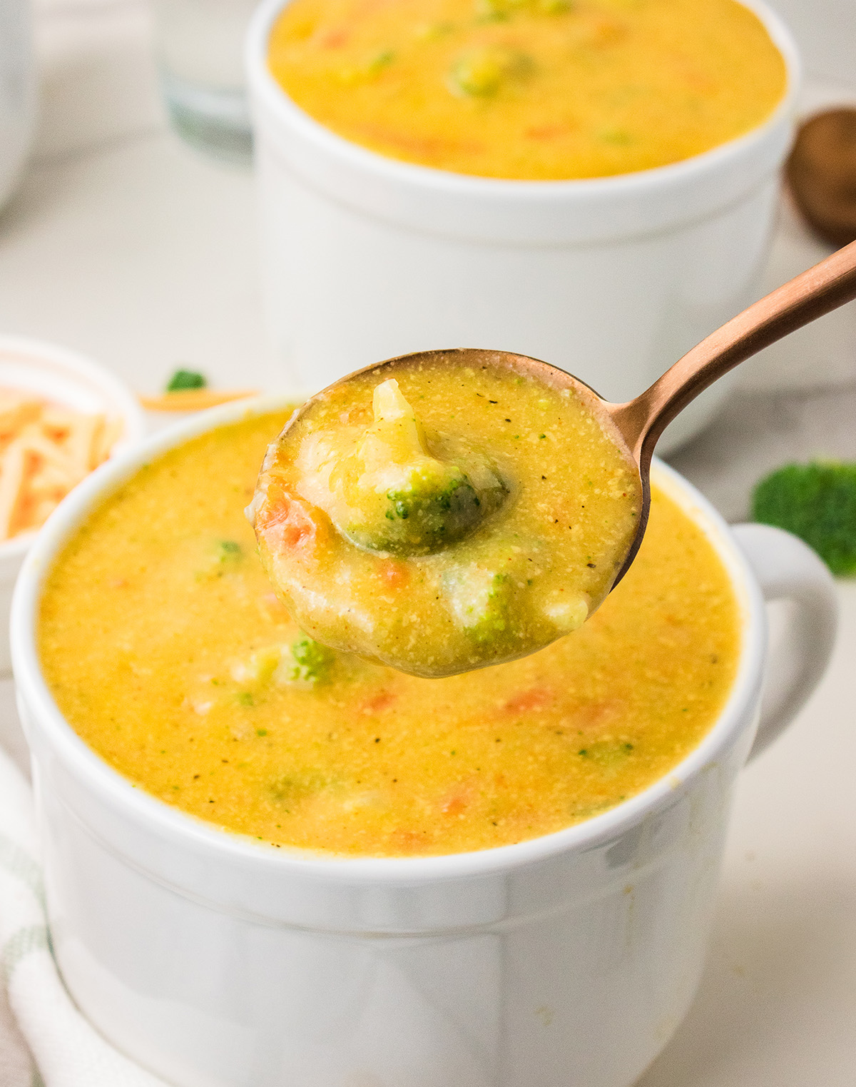 spoonful of broccoli cheesy soup